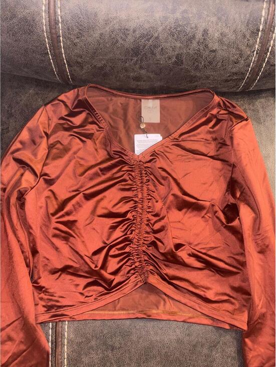 Calia Other - Calia Ruched Rashguard Top Womens Small Red Brown Shine UPF 50+ NWT